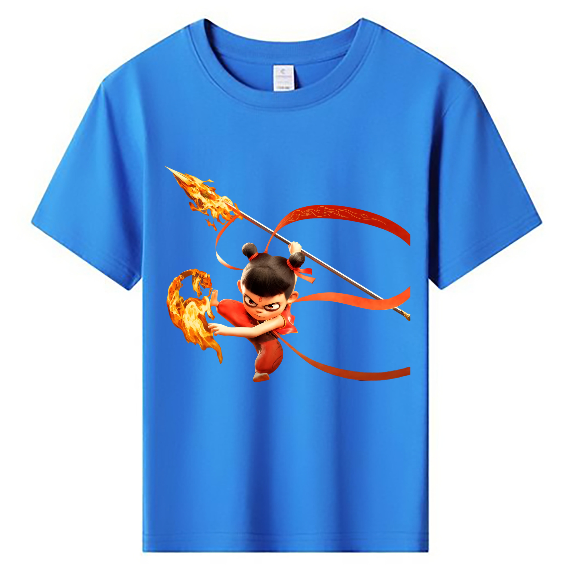 （画像用） Ne Zha 2 ナタ 魔童の大暴れ 綿100％キッズTシャツ（フロントプリント）